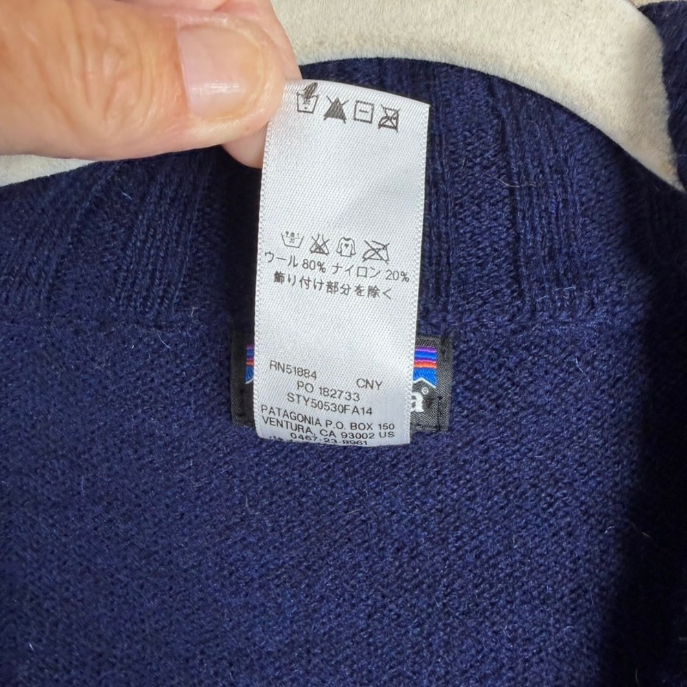 Patagonia Womens M Navy Blue Lambswool Blend Shawl Collar Long Cardigan Sweater - Picture 5 of 9